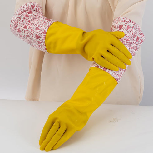 18.5inch Rubber Gloves Waterproof polyester Household Cleaning Gloves For DishWashing,Gardening,Painting(Medium)...