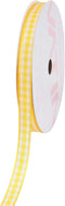 VATIN Yellow and White Gingham Ribbon, Each Roll Measuring 1/4 Inch Wide by 25 Yards Long, Featuring Polyester Woven Edges, Perfect for Gift Wrapp...