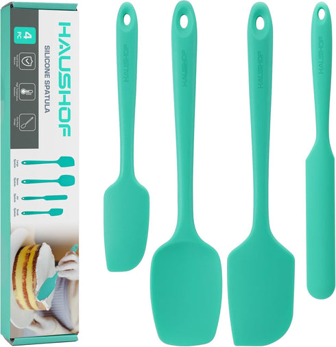 HAUSHOF Silicone Spatula Set of 4, Food Grade Silicone Spatula for Cooking, Baking, Mixing - Spatulas for Kitchen Use, One-Piece Seamless Design, ...