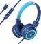 Kids Headphones with LED Lights for School, Upgrade USB Type C Kid Headphone with Microphone, Volume Limiter 85/94dB, Wired On Ear Headphones for ...