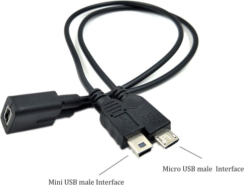 Duttek Mini USB Multi Charging Cable, Mini USB Y Splitter Cable, Mini USB Female to Micro USB Male and Mini USB Male 2 in 1 Splitter Charging Cabl...