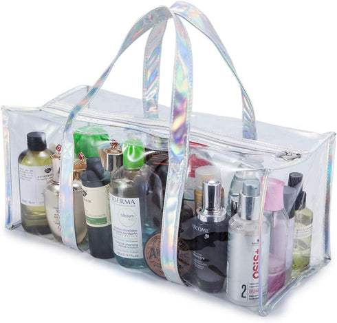 Clear Tote Bag Transparent Bag Stadium Approved Travel Gym See Through Toiletry Bag for Women...