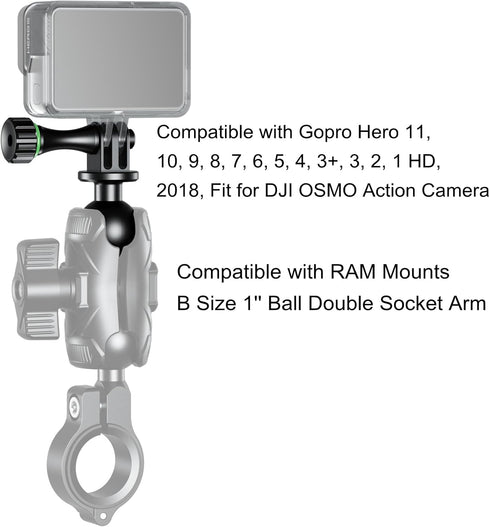 BRCOVAN Aluminum Alloy Tripod Mount Adapter with Camera 1/4"-20 Thread & 1'' TPU Ball Joint, Compatible with RAM Mounts B Size 1'' Ball Double Soc...