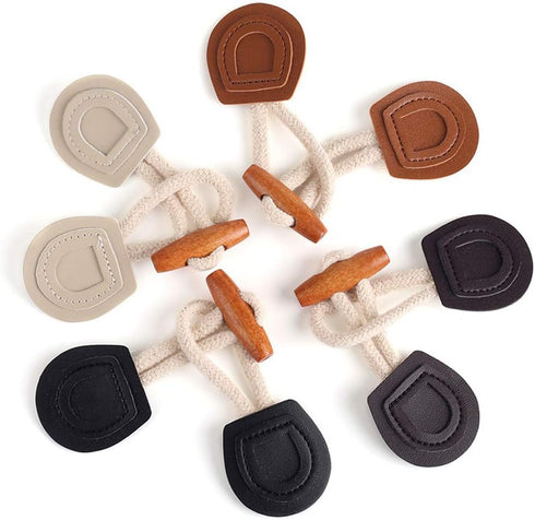4 Sets Sew-On Toggle with Wooden Horn Button for Coat Jackets Shawl DIY Sewing Accessories (Brown)...