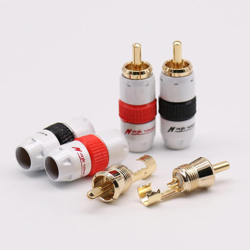 magic source 4 PCS High Fidelity RCA Male Plug Adapter Speaker Plugs,Cable Connector Adapter Audio Pure Copper Gold Plated with Rubber Sleeve...