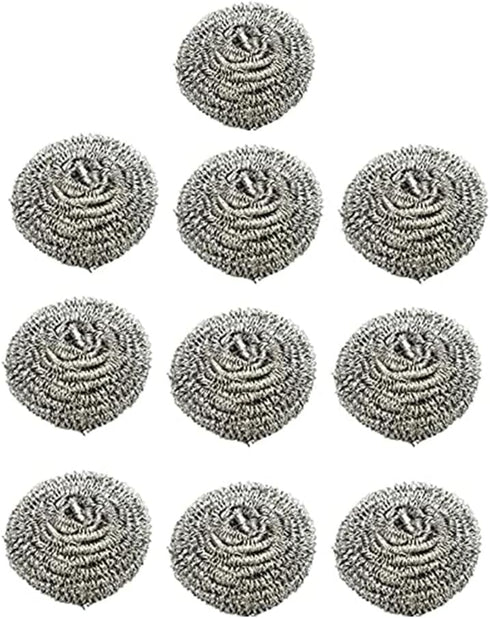 10 Packs Stainless Steel Sponge Scrubber Set, Metal Scouring Pad Stainless Steel Wire Washing Balls for Cookware Cleaning...