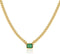 espere Baguette CZ Necklace | Emerald Cut Pendant Cuban Link Chain Choker 14'' with 2'' Extender...