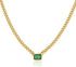 espere Baguette CZ Necklace | Emerald Cut Pendant Cuban Link Chain Choker 14'' with 2'' Extender...