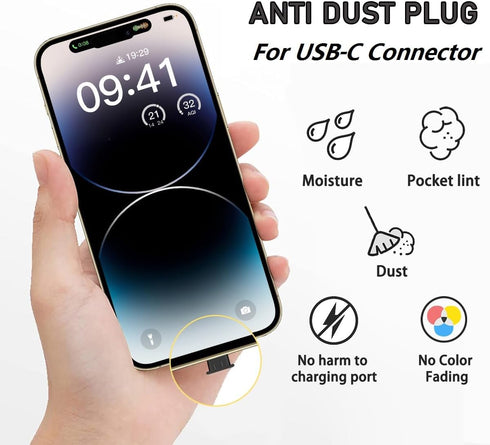 20x USB C Dust Cover Plugs Black Anti Dust Silicone Type C Charging Port Protection Caps Compatible with iPhone 15 Plus Pro Max/Samsung S24-S20/Ma...