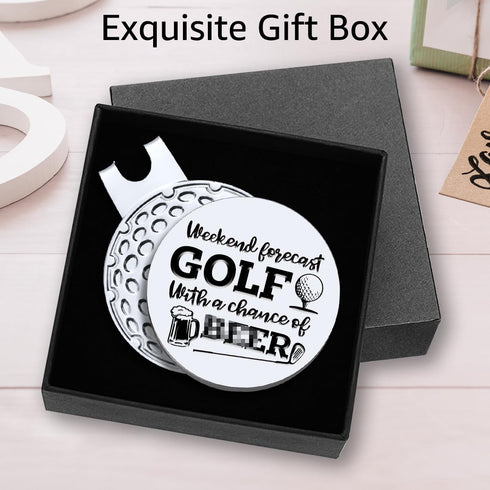 Weekend Forecast Golf with A Chance Golf Ball Marker with Magnetic Hat Clip, Funny Golf Accessories and Golf Gifts for Men Women Dad Mom Grandpa, ...