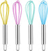 4 Pack Colorful Mini Silicone Kitchen Whisks with Stainless Steel Handles for Milk Egg Blending Stirring Whisking and Beating(4 Colors,6 Inches)...