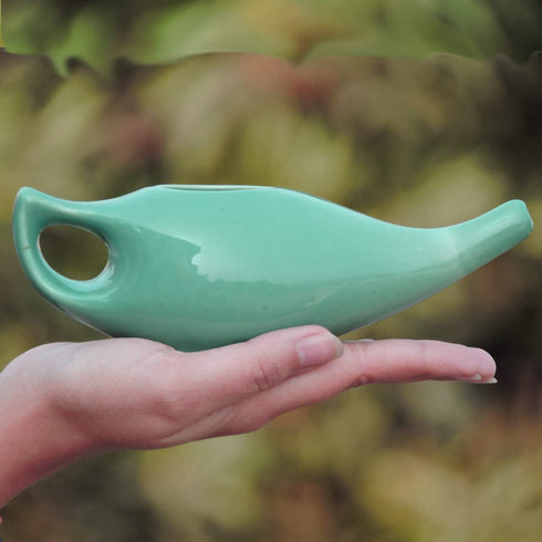 HealthGoodsIn Ceramic Neti Pot for Sinus, Premium Grade, Dishwasher Safe, Holds 225 Ml. Water - Turquoise Color...