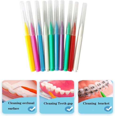 Braces Brush,Interdental Brush Toothpick, Dental Tooth Flossing Head, Oral Dental Hygiene Flosser,Toothpick Cleaners, Tooth Cleaning Tools(7Colors...