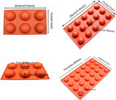 Silicone mould for Hot Chocolate Bomb Dome Mousse desert Cake Decorating Tool Baking DIY Mould Set of 3...
