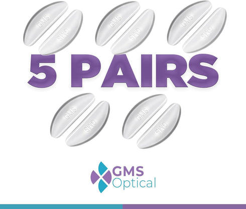 GMS Optical 1.3mm Ultra-Thin / 18mm Long Length - Anti-Slip Adhesive Contoured Silicone Eyeglass Nose Pads with Super Sticky Backing for Glasses, ...