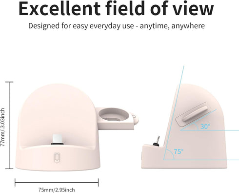 2 in 1 Charging Station for iPhone&Apple Watch,15w Charging Stand,Silicone Charging Dock Holder for iPhone14/13/12/Pro/Mini/Pro Max,iWatch Series9...