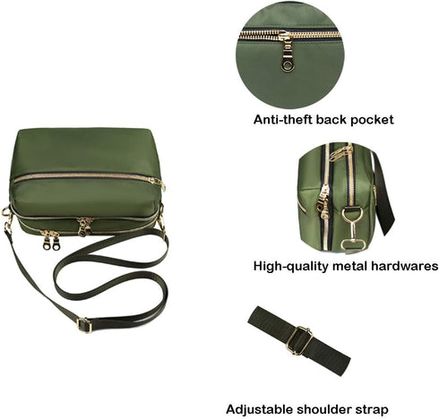 Functional Multi Pocket Crossbody Bag for Women Stylish Ladies Shoulder Messenger Bags Purse...