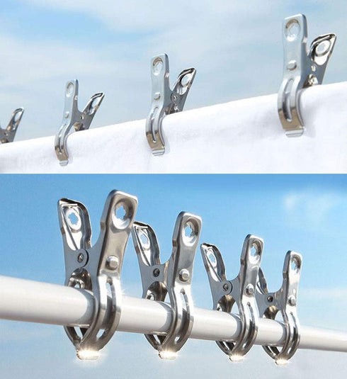 Clothes Pins 32 Pcs Metal Beach Chair Towel Clips,Heavy Duty Stainless Steel Clothespin, Row Cover Clips,Garden Clips,Greenhouse Clamps...
