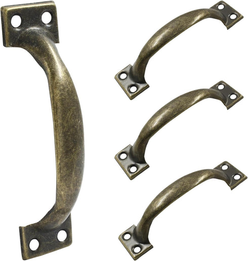 4 Pcs Bronze Pull Handles, Vintage Style Barn Door Handles Metal Gate Pull Handle Cabinet Handles for Drawer, Dresser, Cupboard, Closet (4 Inch Le...