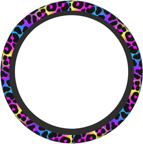 Leopard Neon Animal Print Steering Wheel Cover for Women Men Girls Car Accessories Decor Anti-Slip Neoprene Auto Steering Wheel Covers Protector U...