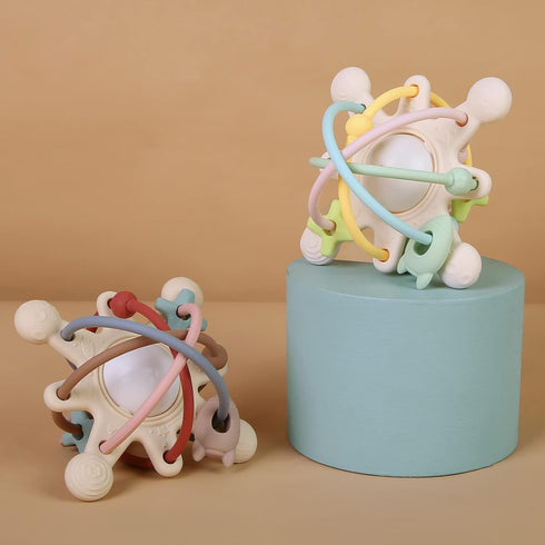 Baby Teething Toy for Babies 3-12 Months, Silicone Baby Teether Toys with Rattle, Rattle Sensory Teether Toy, Baby Chew Toys for Teething Relief, ...