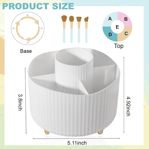 Anyoifax 360° Rotating Makeup Brush Holder Organizer, Make up Brushes Cup for Vanity, 5 Slot Spinning Makeup Organizers for Cosmetics, Lipstick, P...