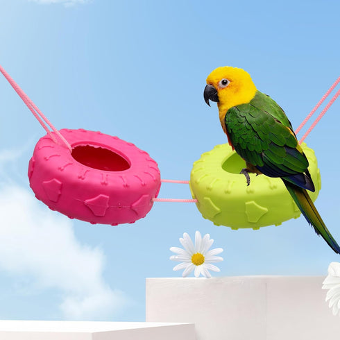Bird Swing Toys, Colorful Tires Parrot Hammock, Bird Cage Accessories, Suitable for Parakeets Budgie Conure Cockatiel...