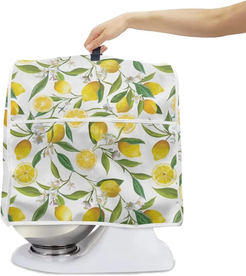 Stand Mixer Cover Compatible with Kitchen Aid Mixer, Cute Lemon Print Kitchen Appliance Dustproof Covers with Accessories Pockets, Fits All Tilt H...