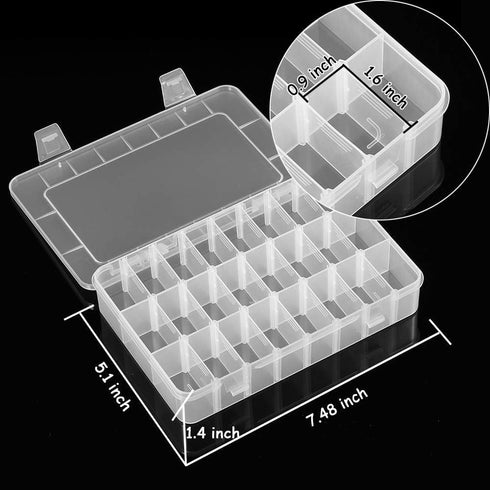 Kalolary 24 Girds Clear Plastic Organizer Container Jewelry Storage Box with Adjustable Divider Removable Grid Compartment for Beads Earring Conta...