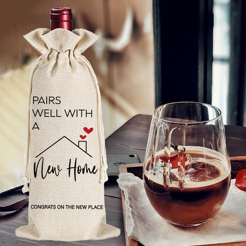 Pairs Well with A New Home Wine Gift Bag, New House Homeowner Wine Bag Funny Housewarming Gift for Hostess Realtor Clients BFF Women, New Place Cl...