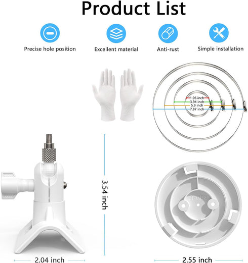Pole Mount Bracket Compatible with Pan Tilt Camera - Stable Multifunctional Winding Installation (1pack?White)...