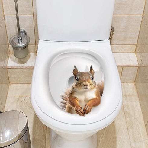 1Pcs 3D Cartoon Squirrel Toilet Sticker Creative Squirrel Toilet Lid Decal Funny Toilet Seat Lid Sticker Novelty Toilet Seat Decals Waterproof Sel...