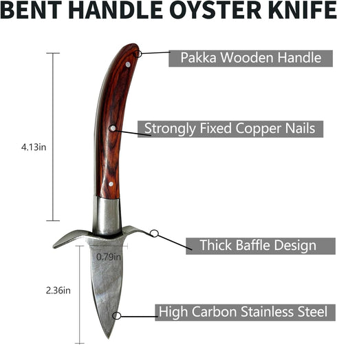 Oyster Shucker, Oyster Shucking Knife for Oyster Clam Pearl Shell Shucking, 2 Set Oyster Shucking Tool Kit, 2 Stainless Steel Oyster Knifes with W...