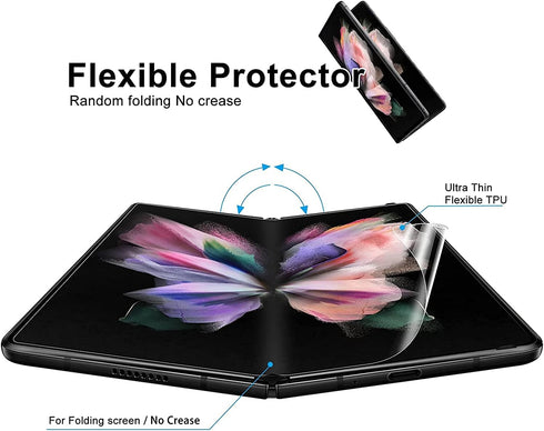 Screen Protector for Samsung Galaxy Z Fold 4 5G, Flexible TPU Screen Protector, 2 Pack Front with 2 Pack Inside, Fingerprint Unlock, Case Friendly...