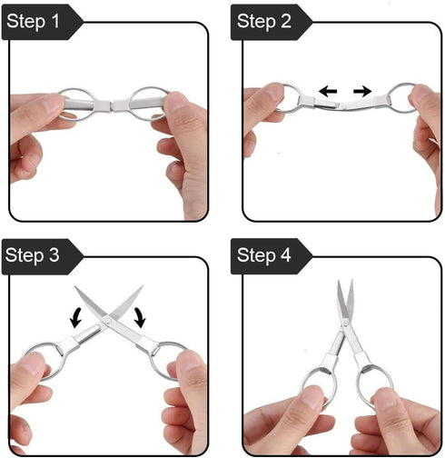 2 Pieces Stainless Steel Scissors Anti-Rust Folding Scissors Glasses-Shaped Mini Shear for Home and Travel Use...