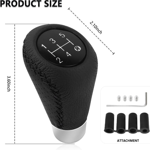 Gear Shift Knob with 4 Adaptive Parts,Leather 5 Speed Shift Knobs for Replacement Broken Shifter Knobs,Universal Non-Slip Stick Shift Knob Car Int...