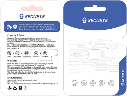 SECUEYE 128GB TF Memory Card Class 10 FAT32 High Speed Reading/Writing 24/7 Recording for Security Camera Dash Cam and More...