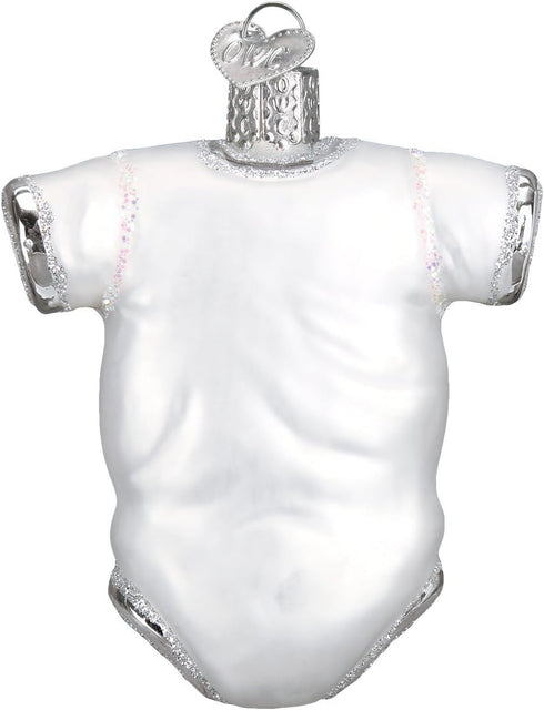 Old World Christmas White Baby Onesie Glass Blown Ornament for Christmas Tree, Handcrafted Holiday Decoration, Baby’s First Christmas Collection...