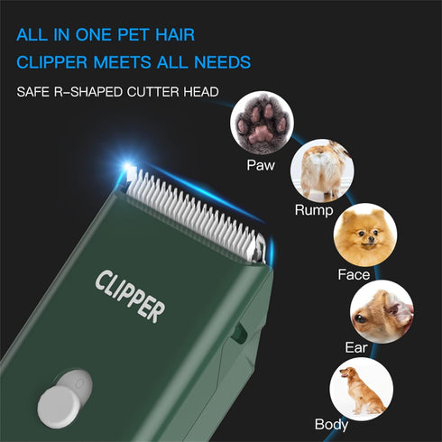 2-in-1 Professional Dog Grooming Kit - Low Noise, Waterproof, USB Rechargeable, and Safe Ceramic Blade - Gift for Dogs and Cats (Green)...
