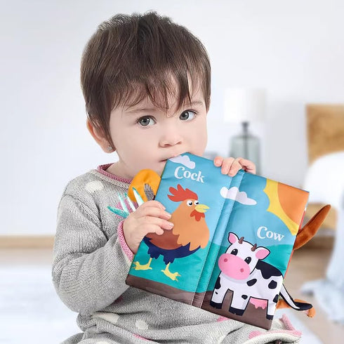 2 in 1 Soft0-6 Months CrinkleInfant Toddler Baby Books, Farm & Animal Unbreakable Books,Tummy Time Teething Sensory Toys,Early Touch Feel Book Gif...