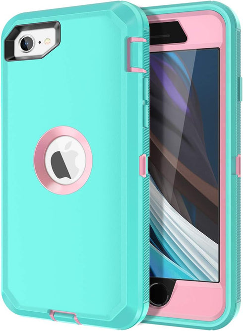 for iPhone SE 2022/2020 Case Built-in Screen Protector Shockproof Dust/Drop Proof 3 in 1 Full Body Rugged Heavy Duty Cover for Apple iPhone SE 3rd...