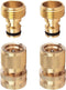 Joywayus Garden Hose Quick Connect Solid Brass 3/4" GHT Thread Couplers Nipples Easy Connect Fittings Water Hose Connectors (2 Sets)...