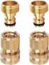 Joywayus Garden Hose Quick Connect Solid Brass 3/4" GHT Thread Couplers Nipples Easy Connect Fittings Water Hose Connectors (2 Sets)...