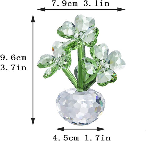 Crystal Flower Dreams Four-Leaf Clover Figurine Collectibles Crystal Ornament Gift for St. Patrick's Day...