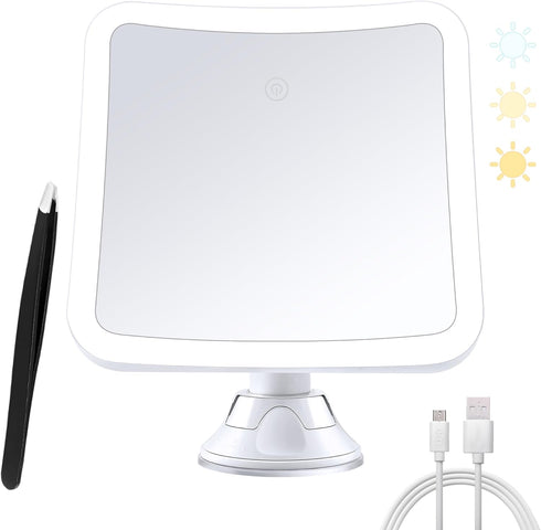 Upgraded Rechargeable 20X Magnifying Mirror with Light, Square Lighted Makeup Mirror with Magnification, 20X Suction Cup Mirror with Light, Travel...
