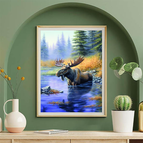 UPABLUNSO Moose Diamond Painting Kits, 5D Diamond Painting Kits for Adults, Diamond Art Diamond Dots Round Full Drill Diamonds Diamond Art Kits Cr...