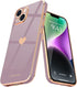 Teageo for iPhone 14 Case for Women Girl Cute Love Heart Luxury Electroplate Plating Soft Bling Back Cover Raised Full Camera Protection Bumper Si...