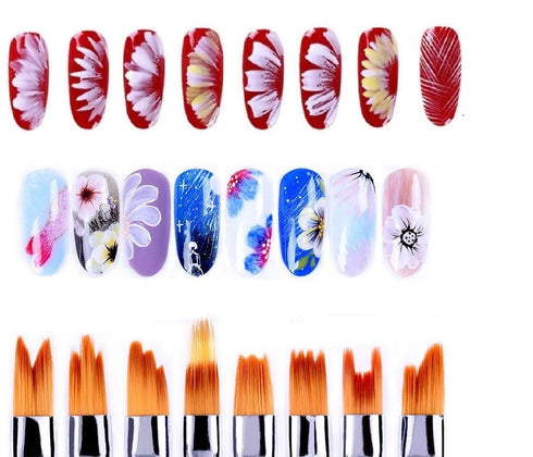 8 Pcs Nail Brush Pen Gradient Acrylic Painting Brush Set False Nail Art Tips UV Gel Flower Drawing Pen Manicure Nail Art Pen Tool (PINK)...