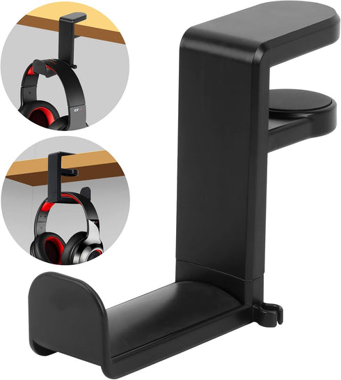 FYY Headphone Stand, 360 Degree Rotation Headset Hanger Holder, Adjustable Gaming Headphone Hook Under Desk Mount Headset Clamp with Cable Organiz...