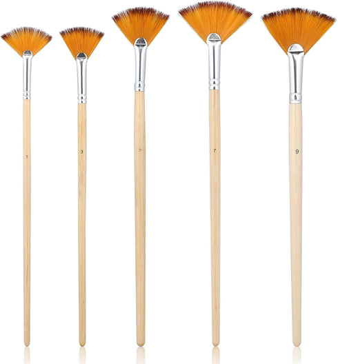5 Pcs Fan Paint Brushes, Oil Acrylic Paint Brushes, Fan Brush for Painting, Nylon Hair Watercolor Fan Brushes, Paint Brushes for Acrylic Painting,...